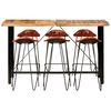 vidaXL Ensemble de bar 7 pcs Bois solide et cuir v&eacute;ritable