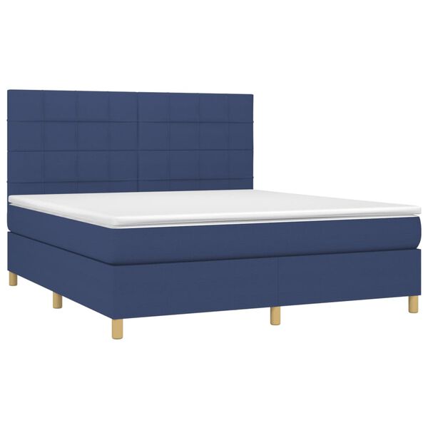 vidaXL Sommier &agrave; lattes de lit avec matelas Bleu 160x200 cm Tissu