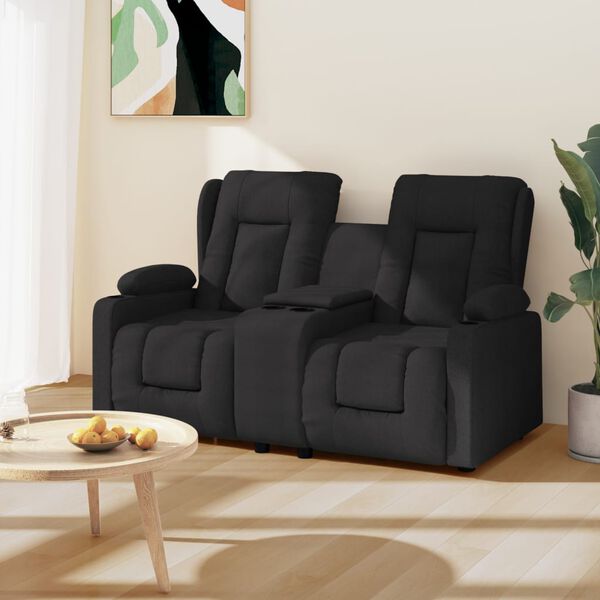 vidaXL Fauteuil de massage inclinable et porte-gobelets 2 places noir