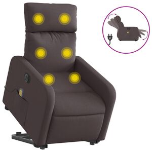 vidaXL Fauteuil inclinable de massage &eacute;lectrique Marron fonc&eacute; Tissu