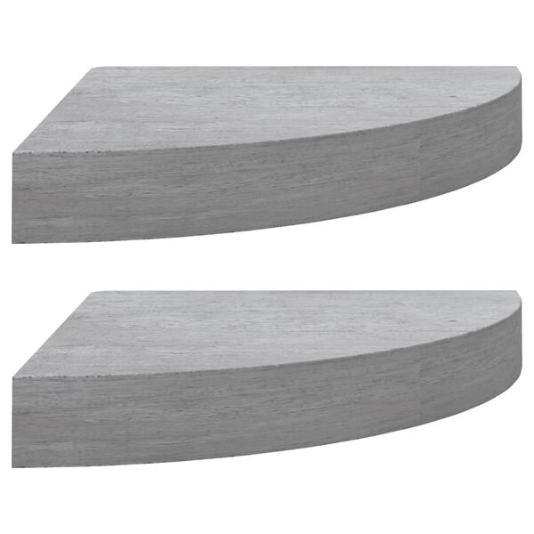 vidaXL &Eacute;tag&egrave;res d'angle murales 2 pcs Gris b&eacute;ton 35x35x3,8 cm MDF