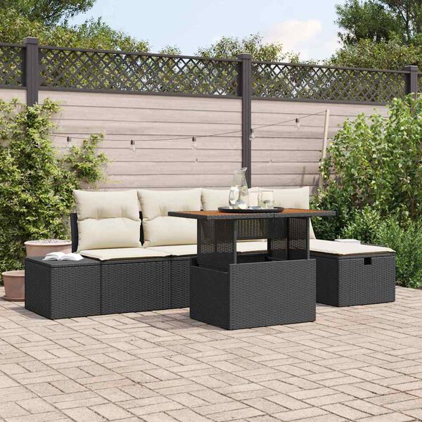 vidaXL Ensemble de canap&eacute; de jardin 6 pcs Noir polyrotin