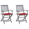 vidaXL Chaises pliables d'ext&eacute;rieur lot de 2 et coussins Bois d'acacia