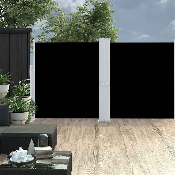 vidaXL Auvent latéral double rétractable de patio 170x600 cm Noir