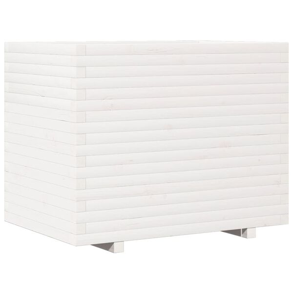 vidaXL Jardini&egrave;re blanc 90x60x72,5 cm bois de pin massif