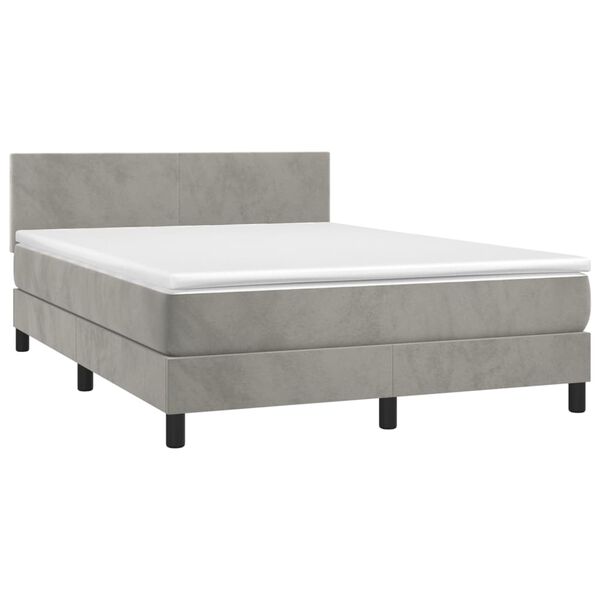 vidaXL Sommier &agrave; lattes de lit avec matelas LED Gris clair 140x200 cm