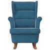 vidaXL Fauteuil &agrave; bascule &agrave; oreilles en velours bleu bois massif