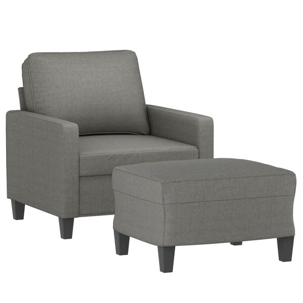 vidaXL Fauteuil avec repose-pied Gris fonc&eacute; 60 cm Tissu