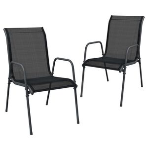 vidaXL Chaises de jardin lot de 2 Acier et textil&egrave;ne Noir