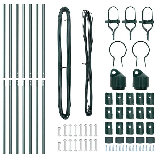 vidaXL Poteau de cl&ocirc;ture. 7 pcs Vert Acier