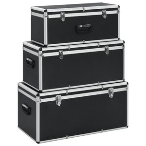 vidaXL Bo&icirc;tes de rangement 3 pcs Noir Aluminium