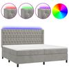 vidaXL Sommier &agrave; lattes de lit matelas et LED Gris clair 200x200 cm