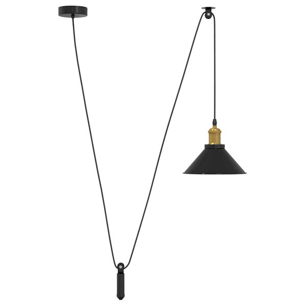 vidaXL Lampe suspendue réglable hauteur E27 noir brillant Ø22 cm métal