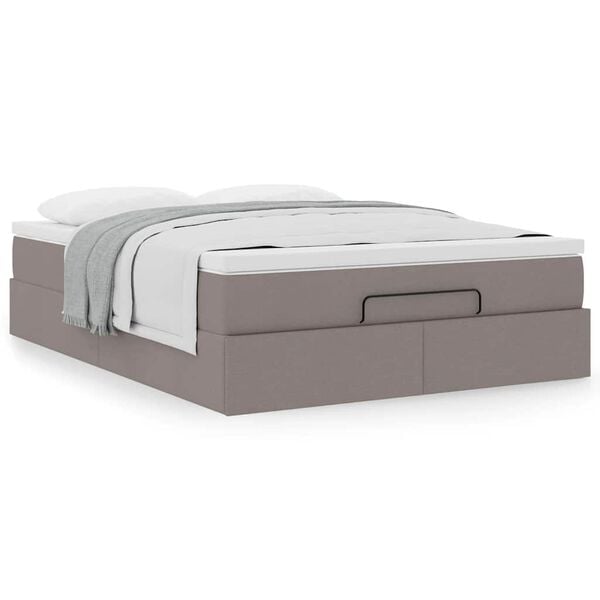 VidaXL Cadre de lit ottoman avec matelas taupe 140x190 cm tissu