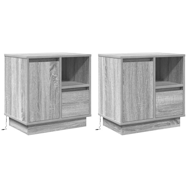 vidaXL Cabinet de chevet avec tiroir 2 pcs Gris 50 x 34,5 x 50 cm.