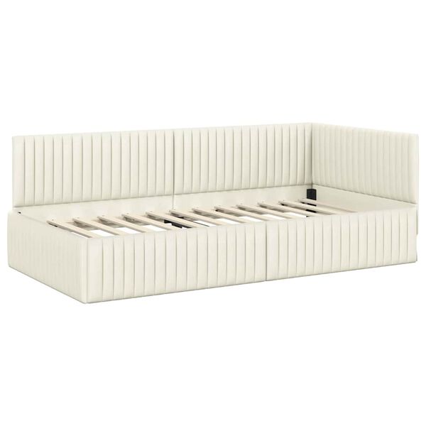 vidaXL Cadre de lit d'angle Crème 100 cm x 200 cm Velours