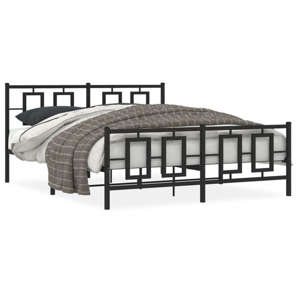 vidaXL Cadre de lit métal sans matelas avec pied de lit noir 150x200cm