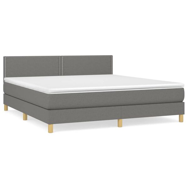 vidaXL Sommier &agrave; lattes de lit avec matelas Gris fonc&eacute; 160x200cm Tissu