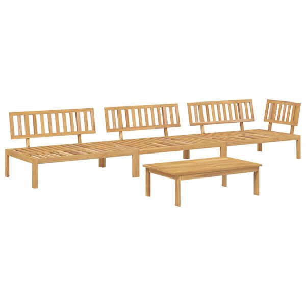 vidaXL Ensemble de Canap&eacute;s Uni 4 pcs Cr&egrave;me Bois d'Acacia Massif