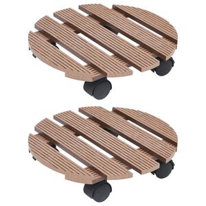 vidaXL Chariots &agrave; plantes 2 pcs Marron &Oslash;30x7,5 cm WPC