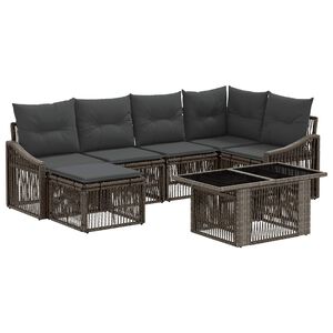 vidaXL Ensemble de canap&eacute; de jardin 7 pc Gris et Gris fonc&eacute; polyrotin
