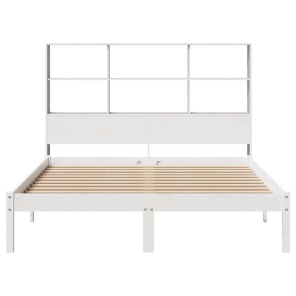 vidaXL Lit bibliothèque sans matelas blanc 120x190 cm bois pin massif