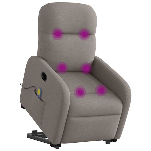 vidaXL Fauteuil inclinable de massage électrique Taupe Tissu