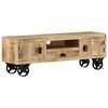 vidaXL Meuble TV avec roues 110x30x37 cm Bois de manguier brut