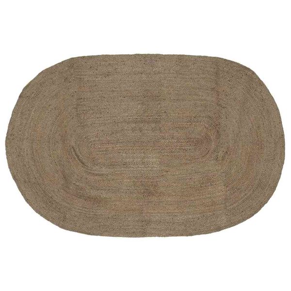 vidaXL Tapis de surface ovale Gris 152 x 245 cm Jute