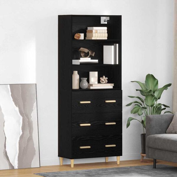 vidaXL Haut Armoire Ch&ecirc;ne noir 69,5 x 32,5 x 180 cm Bois d'ing&eacute;nierie