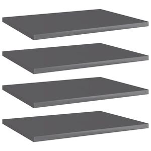 vidaXL Panneaux biblioth&egrave;que 4pcs Gris brillant 40x30x1,5cm Agglom&eacute;r&eacute;