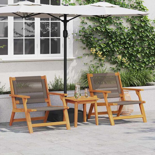vidaXL Chaises de jardin avec table 3 pcs Gris Bois d'Acacia Massif