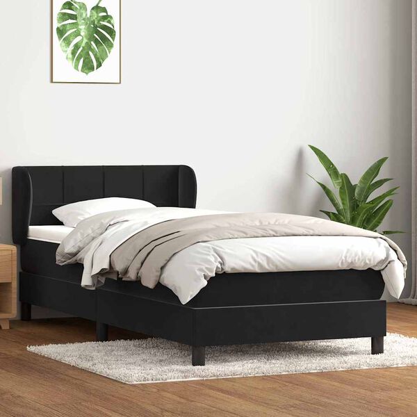 vidaXL Sommier &agrave; lattes de lit avec matelas noir 80x210 cm velours