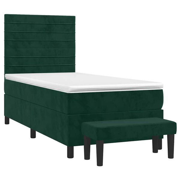 vidaXL Sommier &agrave; lattes de lit avec matelas Vert fonc&eacute; 90x190 cm