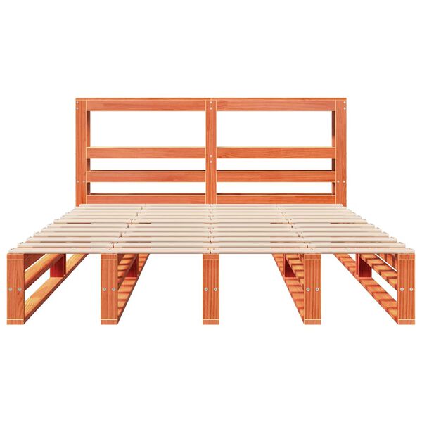 vidaXL Cadre de lit sans matelas cire marron 135x190cm bois pin massif