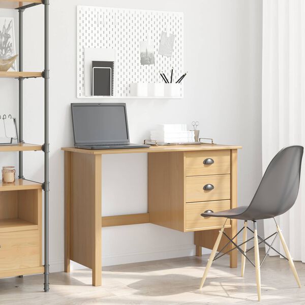 vidaXL Bureau avec tiroirs Hill Marron miel 100 x 45 x 74 cm