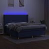 vidaXL Sommier &agrave; lattes de lit matelas et LED Bleu 180x200 cm Tissu