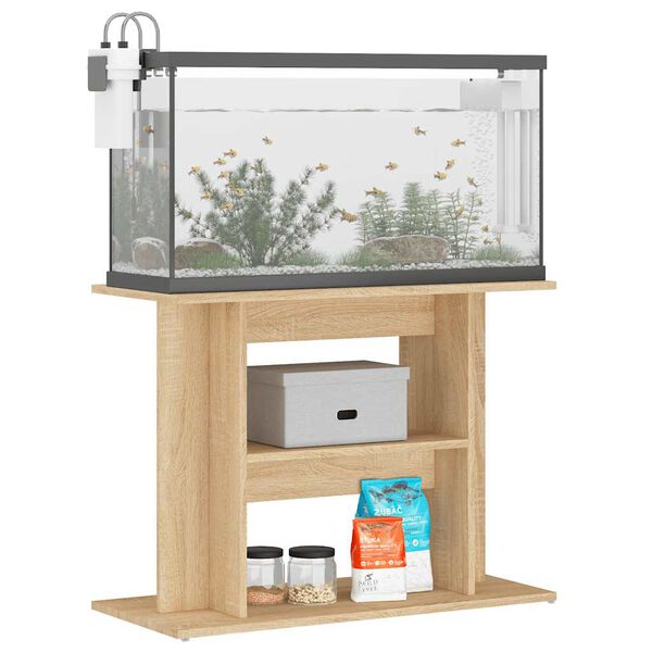 vidaXL Support pour aquarium ch&ecirc;ne sonoma 80x35x60cm bois d'ing&eacute;nierie