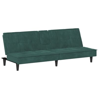 vidaXL Canapé-lit avec porte-gobelets vert foncé velours