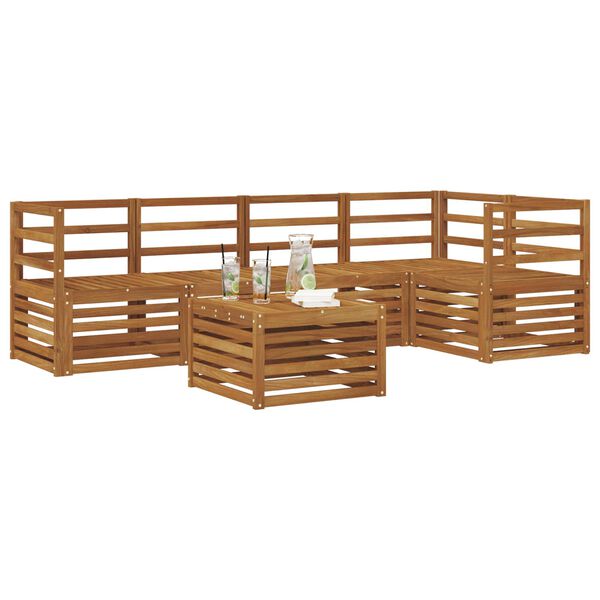 vidaXL Ensembles de canap&eacute;s 6 pcs Naturel Bois d'Acacia Massif