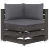 vidaXL Salon de jardin 3 pcs avec coussins Bois impr&eacute;gn&eacute; de gris