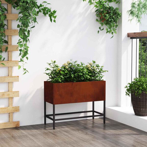vidaXL Bac de jardin sur&eacute;lev&eacute; Rouill&eacute; 60 x 26 x 45 cm Acier patin&eacute;