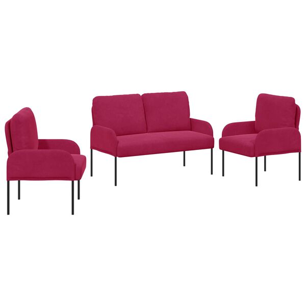 vidaXL Ensembles de canap&eacute;s 3 pcs Bordeaux 115 x 56 x 80 cm