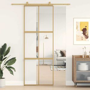 vidaXL Porte coulissante dor&eacute; 76x205 cm verre ESG clair et aluminium