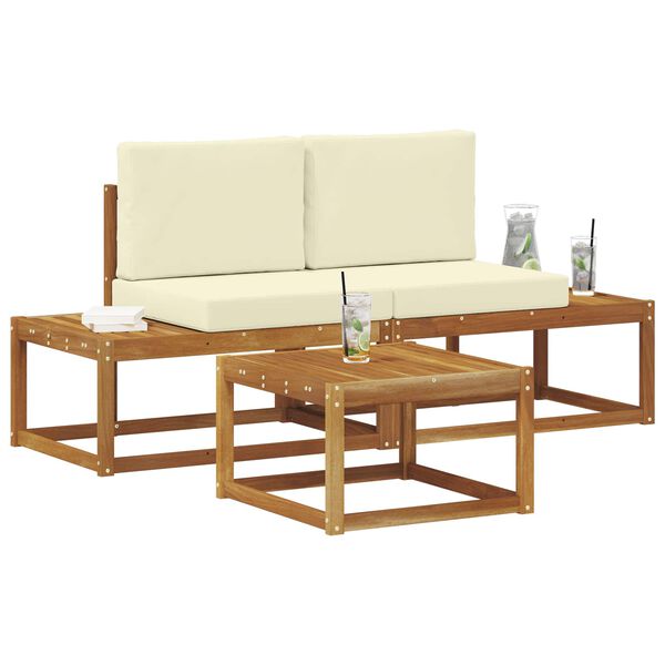 vidaXL Ensemble de canap&eacute;s d'ext&eacute;rieur avec coussin 3 pcs Naturel