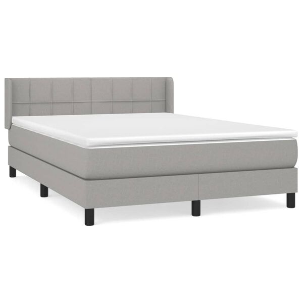 vidaXL Sommier &agrave; lattes de lit avec matelas Gris clair 140x200cm Tissu