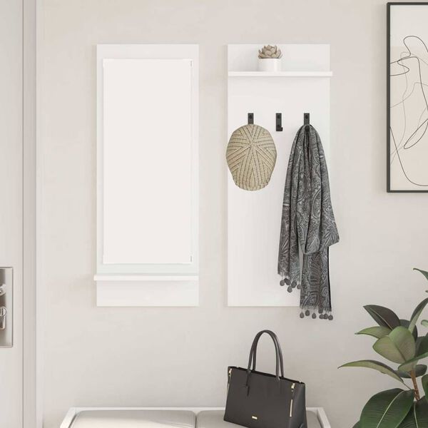 vidaXL Porte-manteau mural Blanc 70 x 10 x 90 cm Bois d'ing&eacute;nierie