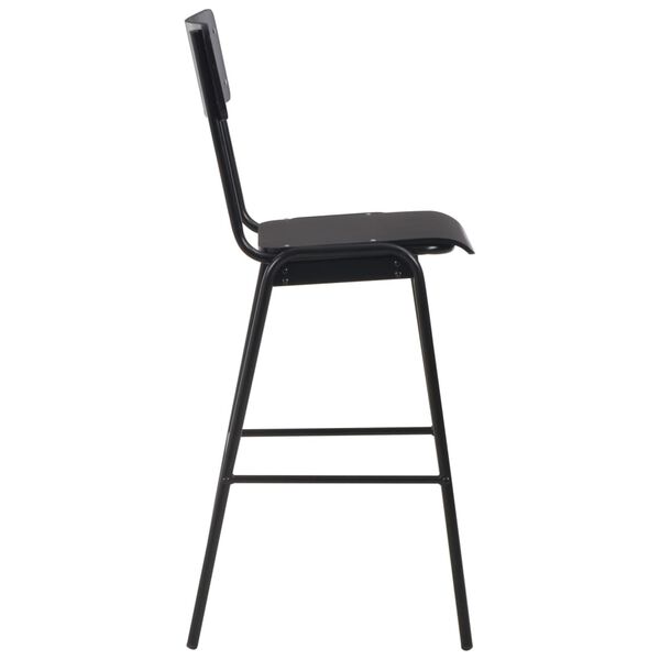 vidaXL Chaises de bar lot de 4 noir contreplaqué solide et acier