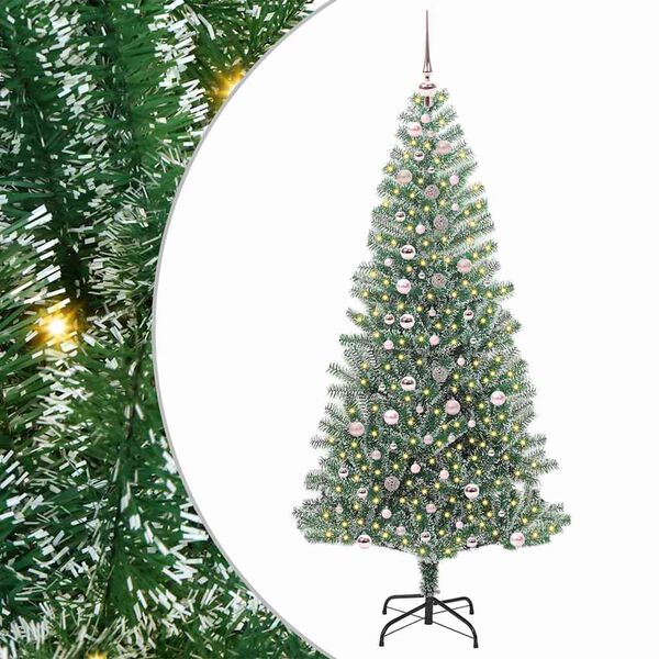 vidaXL Arbre de No&euml;l artificiel floconn&eacute; de neige avec lumi&egrave;re LED