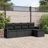 vidaXL Salon de jardin 5 pcs avec coussins noir r&eacute;sine tress&eacute;e